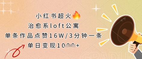 小红书超火的治愈系loft公寓，单条作品点赞16W，3分钟一条，单日变现数张-创领云聚