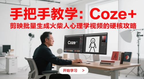手把手教学：Coze + 剪映批量生成火柴人心理学视频的硬核攻略-创领云聚