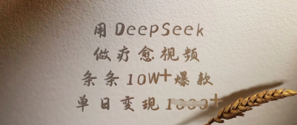 用DeepSeek做疗愈视频，条条10W+爆款，单日变现多张-创领云聚