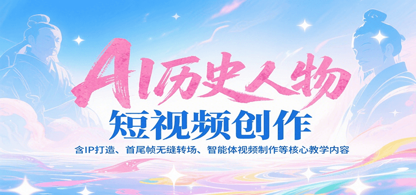 AI历史人物短视频创作，含IP打造、首尾帧无缝转场、智能体视频制作等核心教学内容-创领云聚