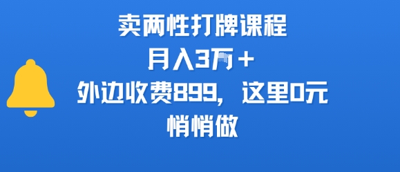 卖两性打牌课程，月入3W+外边收费899的课程，这里0元，悄悄做-创领云聚
