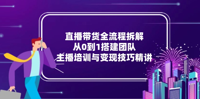 直播带货全流程拆解：从0到1搭建团队，主播培训与变现技巧精讲-创领云聚