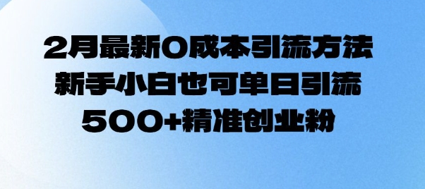 2月最新0成本引流方法，新手小白也可单日引流500+精准创业粉-创领云聚