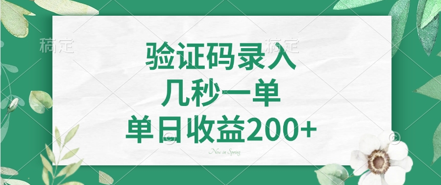验证码录入，几秒一单，单日收益200+-创领云聚