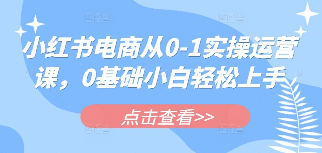 小红书电商从0-1实操运营课，0基础小白轻松上手-创领云聚