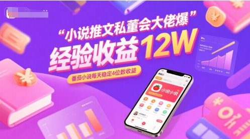 小说推文私董会大佬爆单经验分享收益12W，番茄小说每天稳定4位数收益-创领云聚