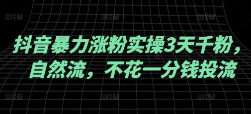 抖音暴力涨粉实操3天千粉，自然流，不花一分钱投流，实操经验分享-创领云聚