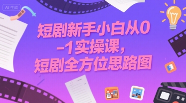 短剧新手小白从0-1实操课，短剧全方位思路图-创领云聚