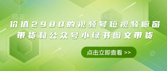 价值2980的视频号短视频橱窗带货和公众号小绿书图文带货-创领云聚