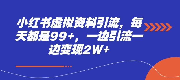 小红书虚拟资料引流，每天都是99+，一边引流一边变现2W+-创领云聚