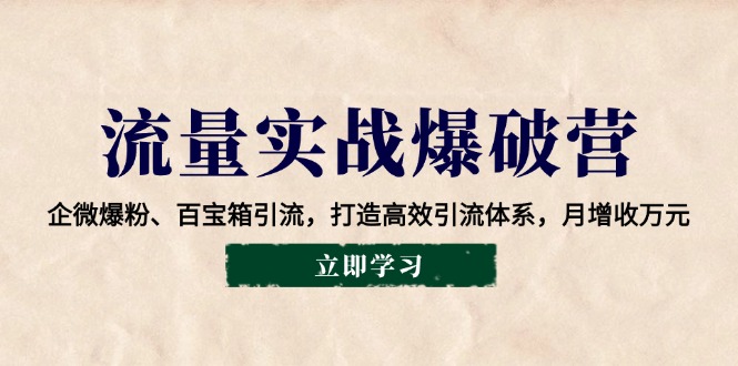 流量实战爆破营：企微爆粉、百宝箱引流，打造高效引流体系，月增收万元-创领云聚
