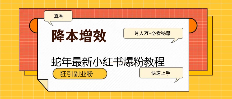 蛇年最新小红书爆粉教程，狂引副业粉，月入万+必看-创领云聚