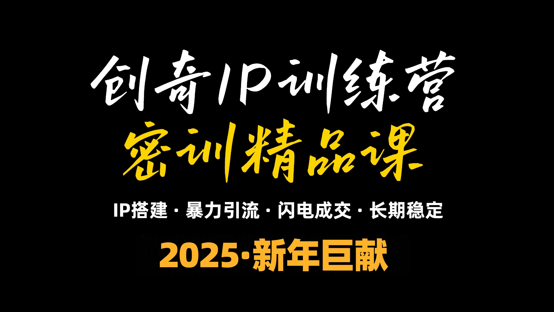 2025年“知识付费IP训练营”小白避坑年赚百万，暴力引流，闪电成交-创领云聚