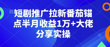短剧推广拉新番茄锚点半月收益1万+大佬分享实操-创领云聚