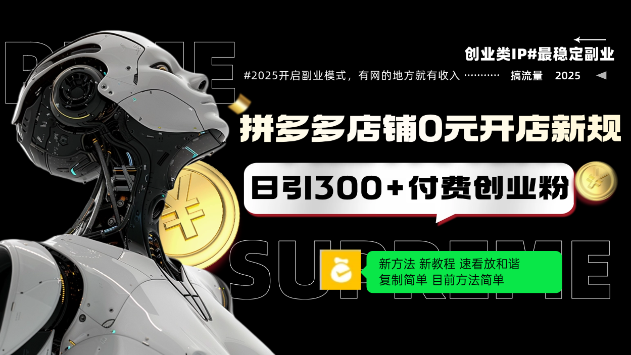 拼多多店铺0元开店新规，日引300+付费创业粉，目前方法简单复制粘贴可矩阵-创领云聚