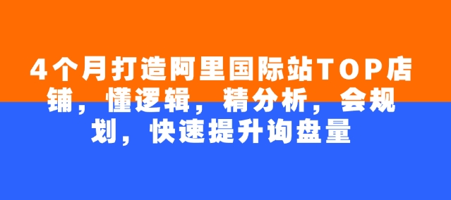 4个月打造阿里国际站TOP店铺，懂逻辑，精分析，会规划，快速提升询盘量-创领云聚