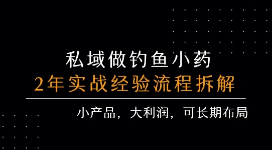 私域做钓鱼小药 每单利润3张+ 详细流程拆解-创领云聚
