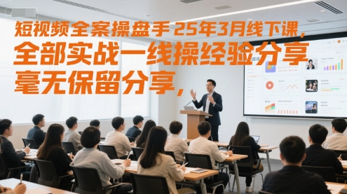 短视频全案操盘手25年3月线下课，全部实战一线操盘手经验分享，毫无保留分享，全是干货-创领云聚