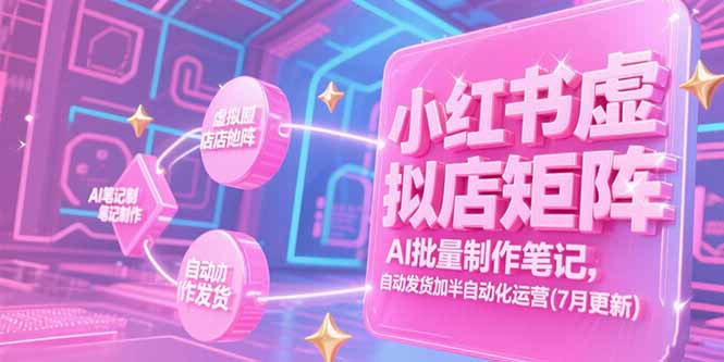 小红书虚拟店矩阵，AI批量制作笔记，自动发货加半自动化运营(7月更新-创领云聚