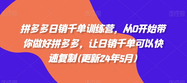 拼多多日销千单训练营，从0开始带你做好拼多多，让日销千单可以快速复制(更新25年6月)-创领云聚