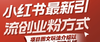小红书最新引流创业粉方式，项目图文玩法介绍以及如何安全倒流私域-创领云聚