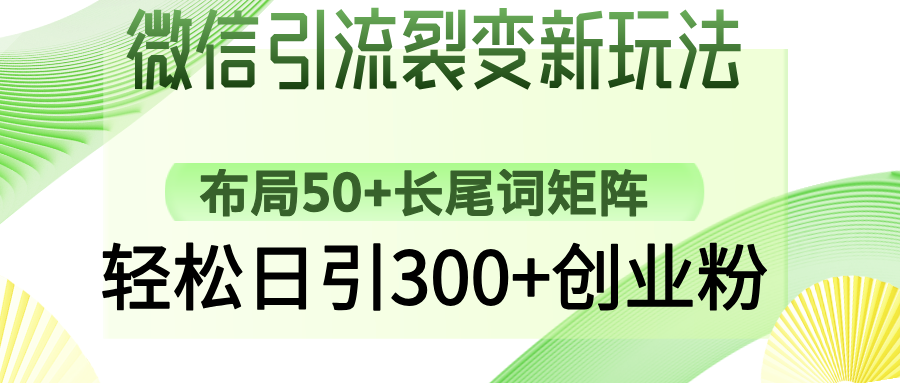 微信引流裂变新玩法：布局50+长尾词矩阵，轻松日引300+创业粉-创领云聚