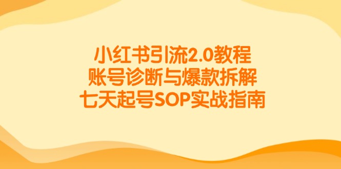 小红书引流2.0教程，账号诊断与爆款拆解，七天起号SOP实战指南-创领云聚