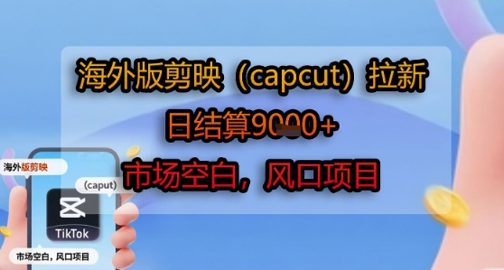 海外版剪映(capcut)拉新，日结算1k+，市场空白，风口项目-创领云聚