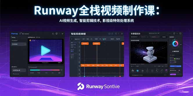 Runway全栈视频制作课：AI视频生成，智能剪辑技术，影视级特效处理系统-创领云聚