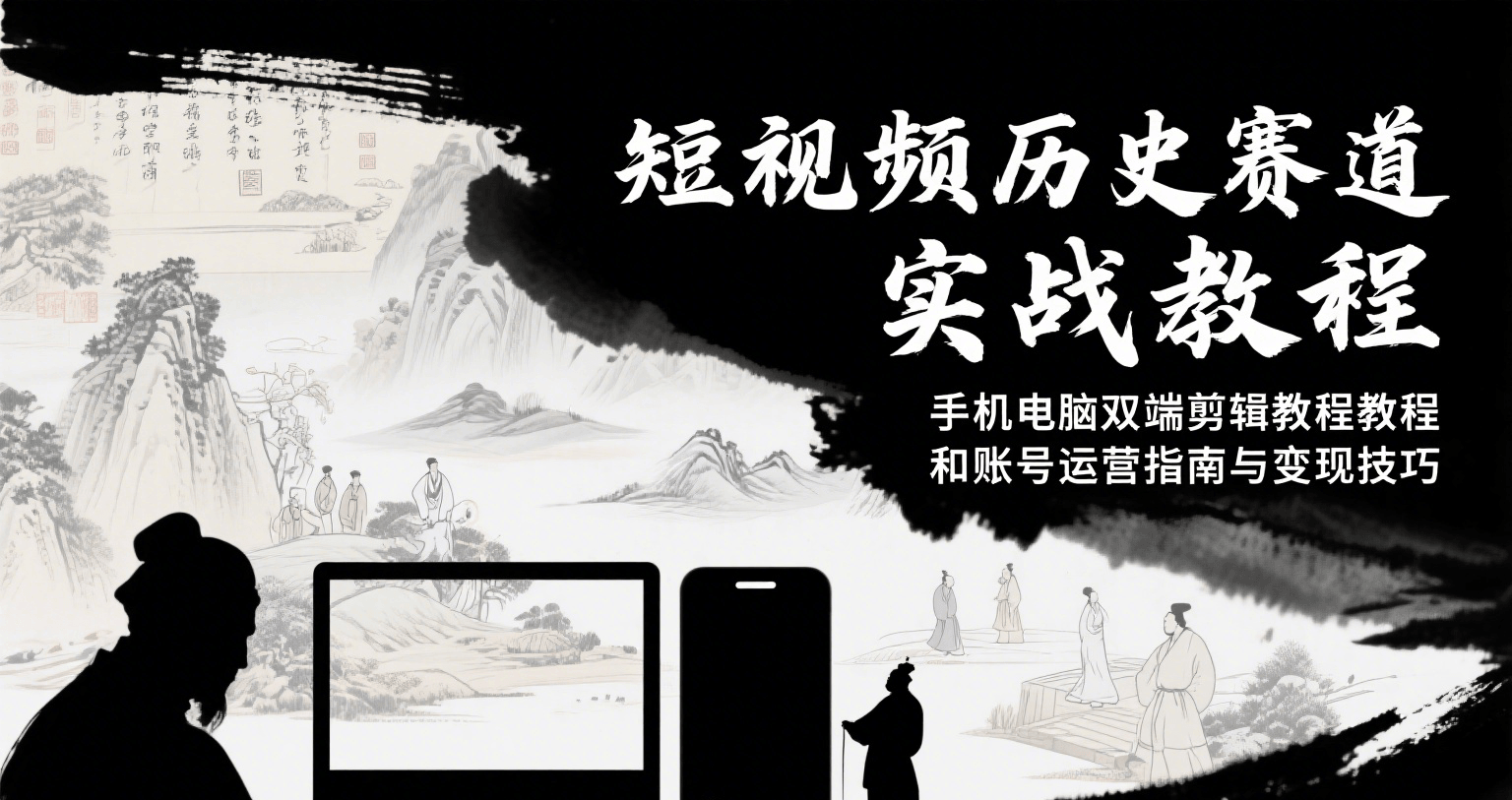 短视频历史赛道实战教程，手机电脑双端剪辑教程和账号运营指南与变现技巧-创领云聚