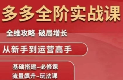 拼多多全阶实战课程，全维攻略，破局增长，从新手到运营高手-创领云聚
