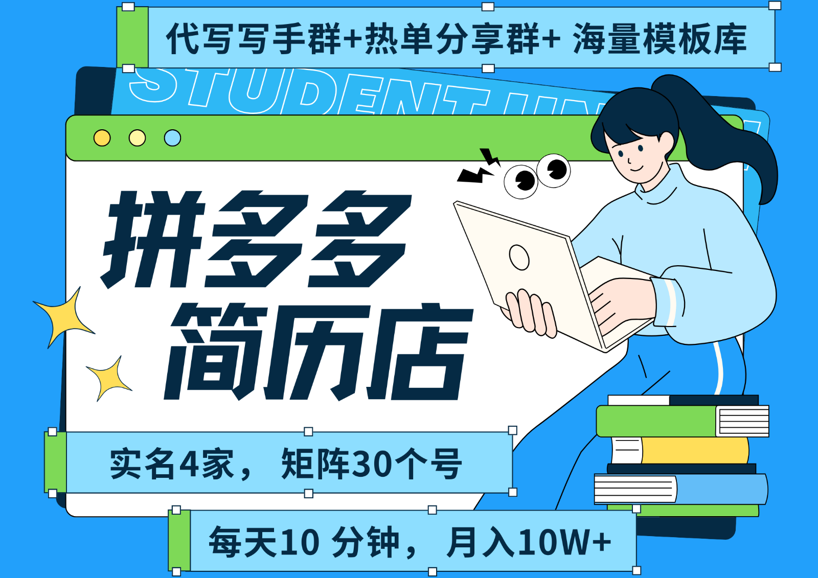 拼多多电商 拼多多 虚拟资料 简历 海报代写 全SOP流程 毫无保留分享(含后端资料)-创领云聚