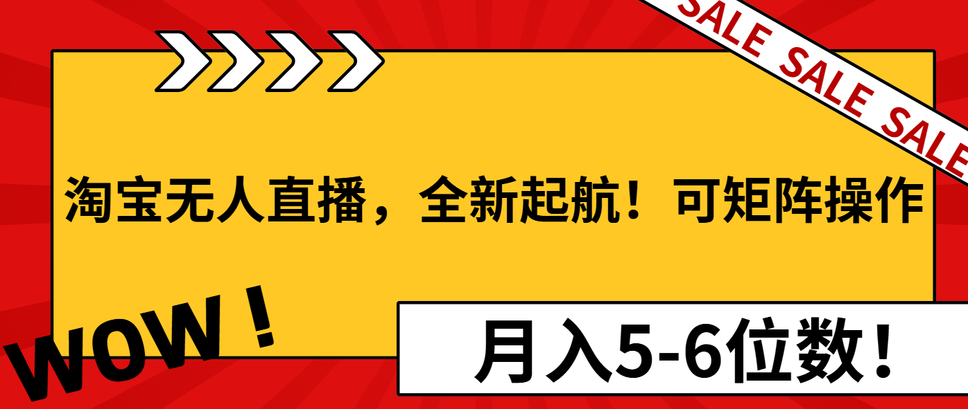 淘宝无人直播，全新起航！可矩阵操作，月入5-6位数！-创领云聚