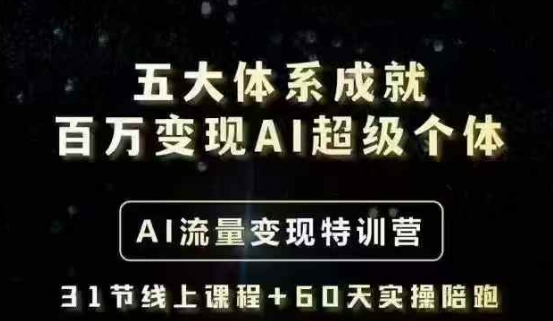 五大体系成就百万变现AI超级个体- AI流量变现特训营，一步一步教你一个人怎么年入百W-创领云聚
