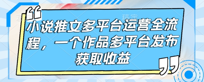 小说推文多平台运营全流程，一个作品多平台发布获取收益-创领云聚