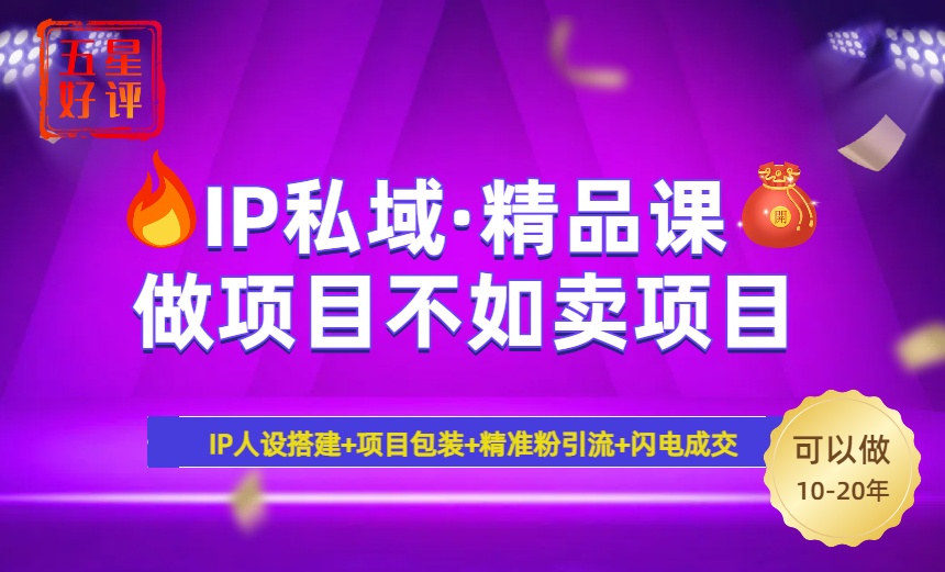 2025年“IP私域·密训精品课”，日赚3000+小白避坑年赚百万，暴力引流…-创领云聚