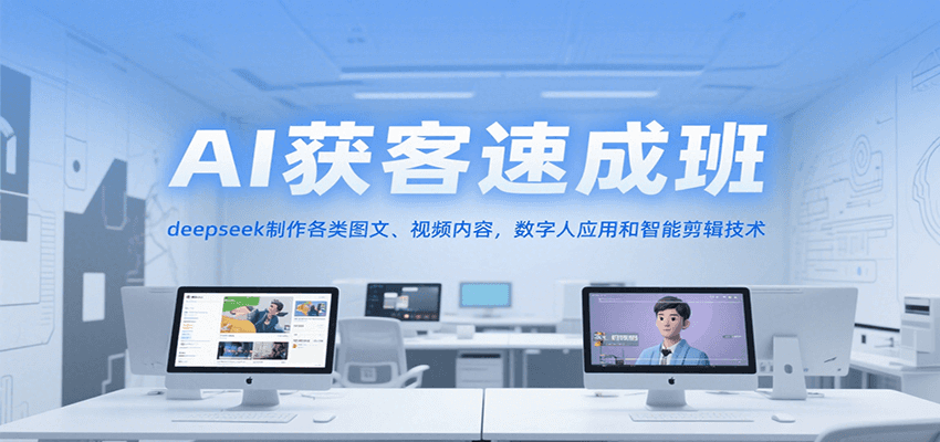AI获客速成班，deepseek制作各类图文、视频内容，数字人应用和智能剪辑技术-创领云聚