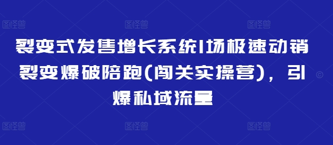 裂变式发售增长系统1场极速动销裂变爆破陪跑(闯关实操营)，引爆私域流量-创领云聚