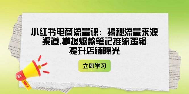 小红书电商流量课：揭秘流量来源渠道,掌握爆款笔记推流逻辑,提升店铺曝光-创领云聚