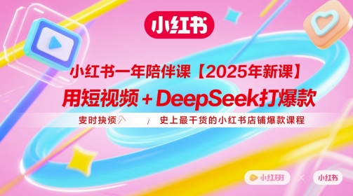小红书一年陪伴课【2025年新课】，用短视频+deepSeek打爆款，史上最干货的小红书店铺爆款课程-创领云聚