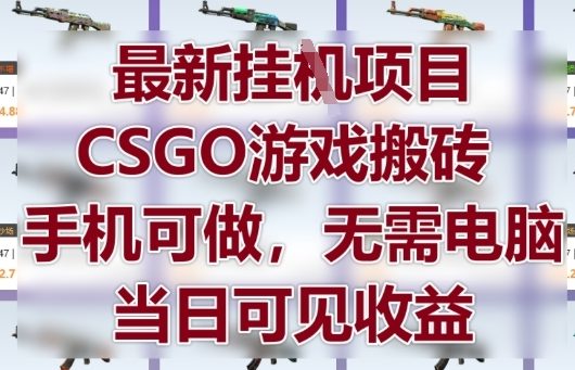 最新挂G项目，CSGO游戏搬砖，手机可做，无需电脑，当日见收益【揭秘】-创领云聚