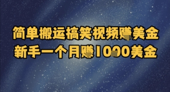 简单搬运搞笑视频挣美金，新手一个月入1k美金-创领云聚
