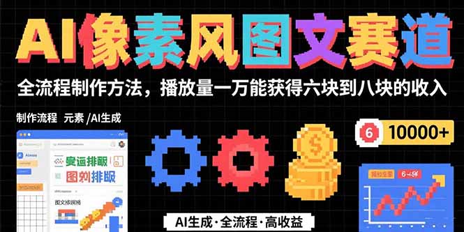 AI像素风图文赛道：全流程制作方法，播放量一万能获得6块到8块的收入-创领云聚