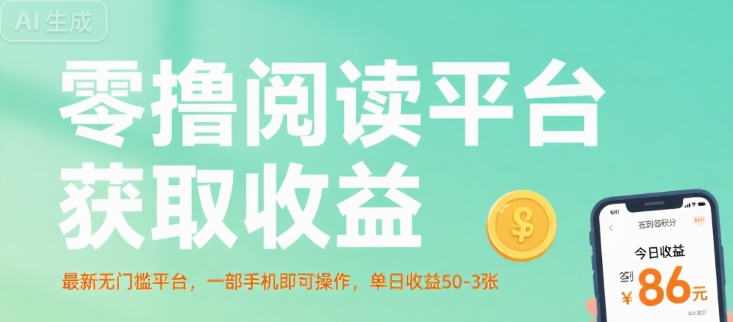 零撸阅读平台获取收益，最新无门槛平台，一部手机即可操作，单日收益50-3张【揭秘】-创领云聚