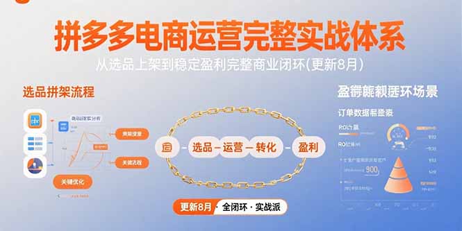 拼多多电商运营完整实战体系，从选品上架到稳定盈利完整商业闭环(更新8月-创领云聚