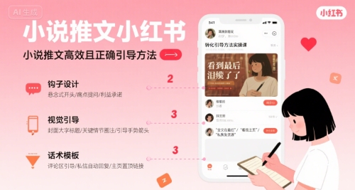 小说推文小红书高转化引导方法实操课，小说推文高效且正确引导方法-创领云聚
