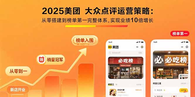 2025美团 大众点评运营策略:从零搭建到榜单第一完整体系,实现业绩10倍增长-创领云聚