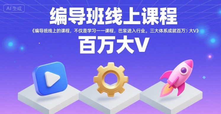 编导班线上课程，不仅是学习一门课程，更是进入一个行业，三大体系成就百万大V-创领云聚