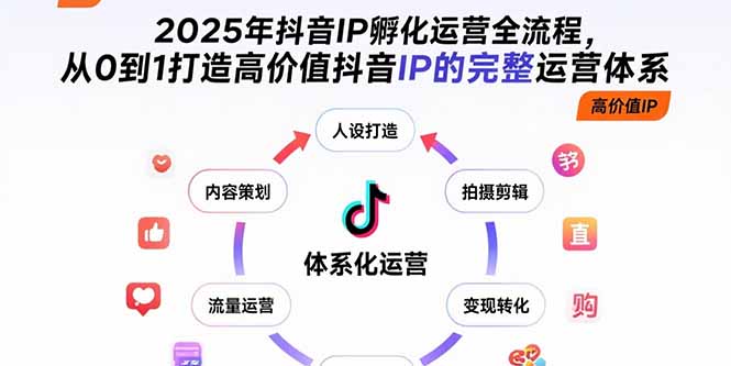 2025年抖音IP孵化运营全流程，从0到1打造高价值抖音IP的完整运营体系-创领云聚