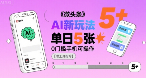 微头条AI新玩法，小白单日5张+，0门槛手机可操作【附工具指令】-创领云聚